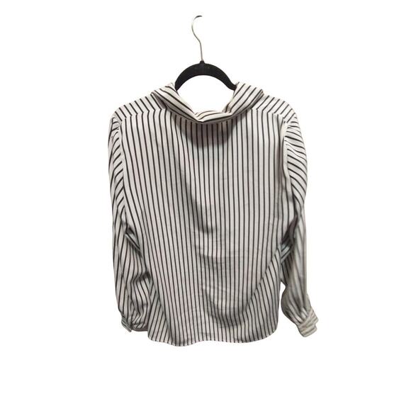 Vintage Leslie Fay Haberdashery Black Striped Button-Down Blouse Size 12 1980s - Picture 5 of 9